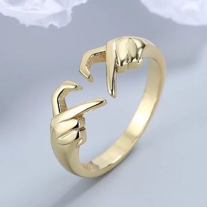 Heart Shaped Hand Valentine’s Day Gold Ring